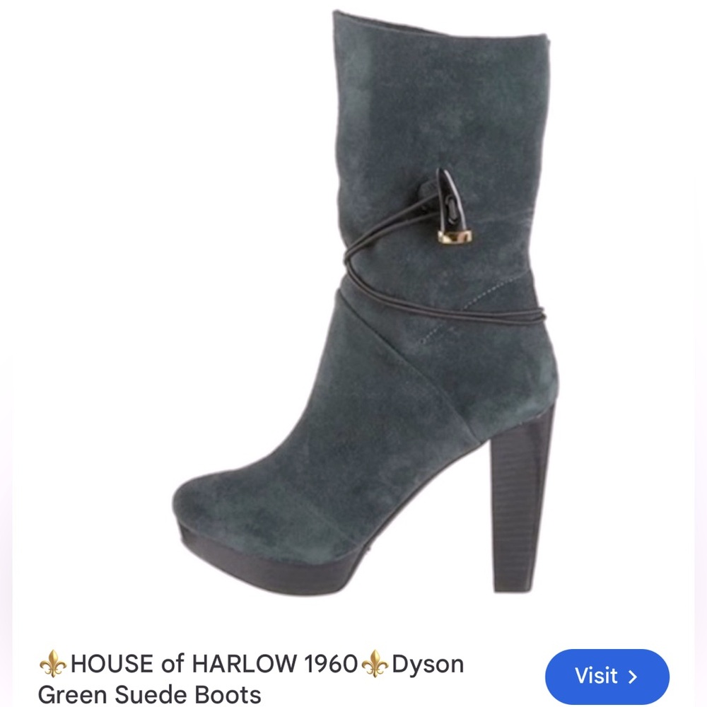 House of Harlow 1960 Dyson Green Suede Platform Boot